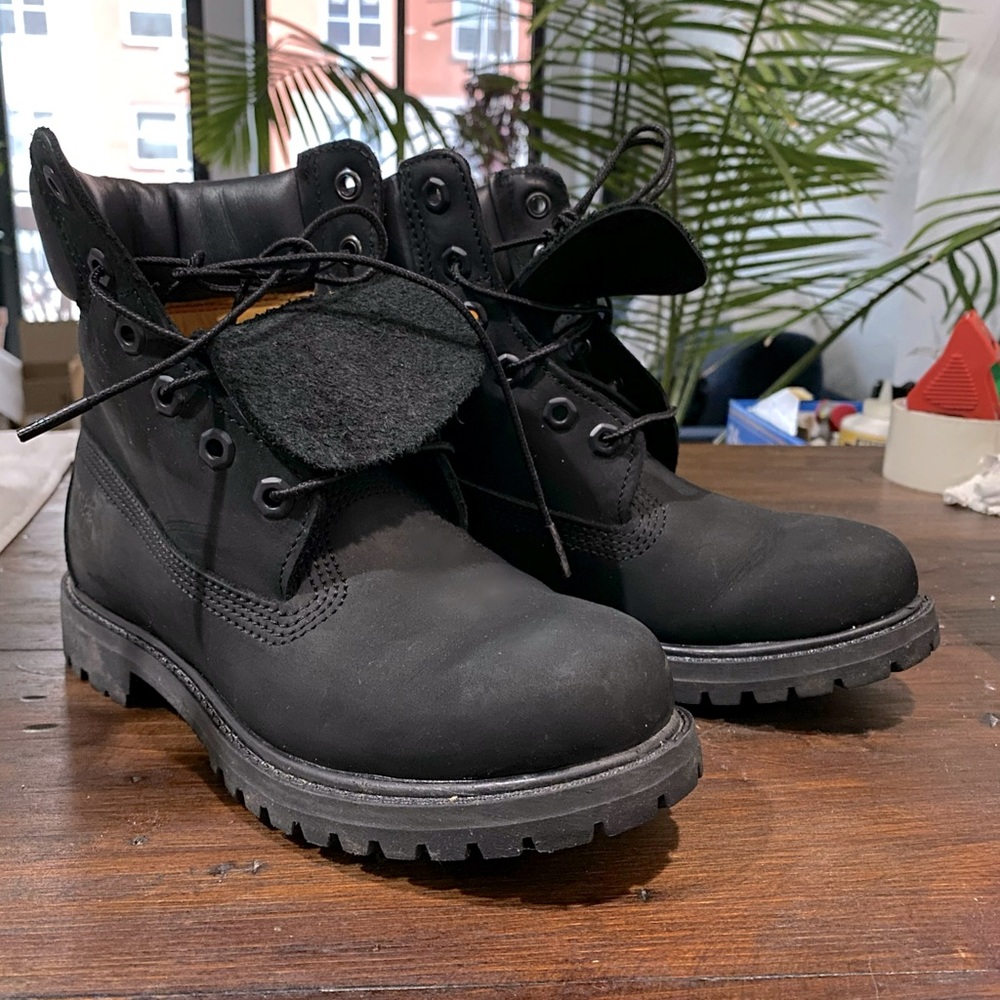 All black timberland boots. Very rarely worn